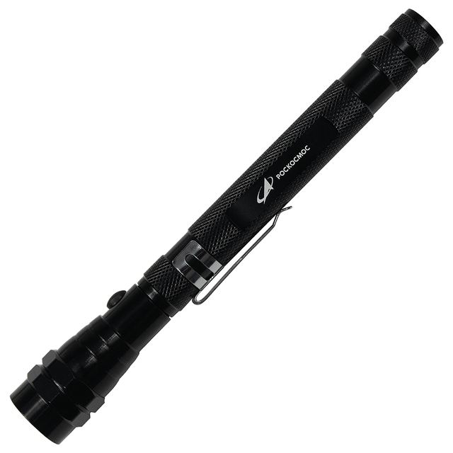 Фонарь телескопический Tools Flashlight Print Sample "Роскосмос", с магнитом, черный