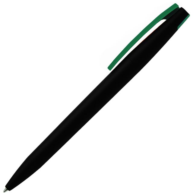 Ручка шариковая, пластиковая софт-тач, Zorro Color Mix, черная/зеленая 346