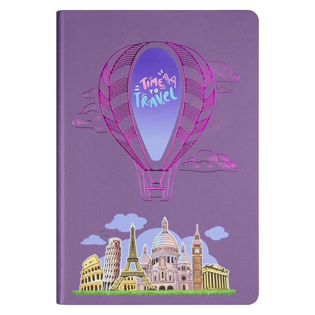 Ежедневник Flexy Milano Print Sample Time Travel А5, фиолетовый, недатированный, в гибкой обложке