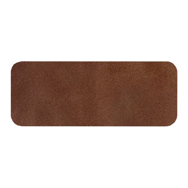 Шеврон Rectangle Smooth Leather размер 75*29 мм, коричневый, со скругленными углами