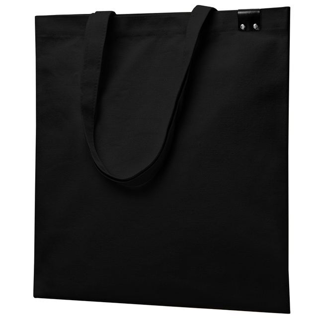Сумка для покупок IVORY 325 г/м² с PU нашивкой, чёрный/чёрный