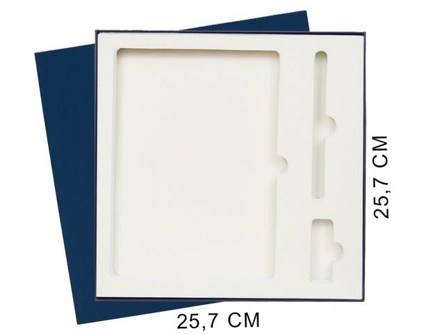 Коробка подарочная Solution Superior Linen под ежедневник, ручку и флешку, черная, 25,7x25,7 см, бежевый ложемент