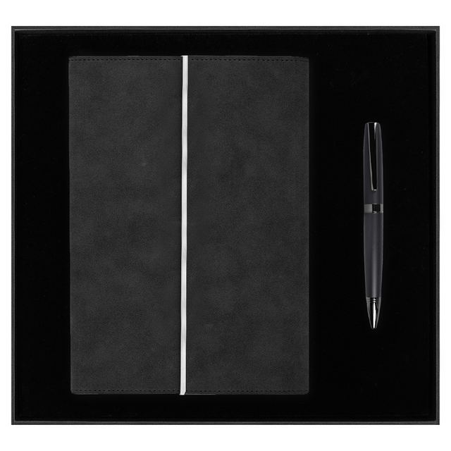 Набор подарочный Solution Prestige Duo (Ежедневник в суперобложке Country Galaxy Nuba A5+, Ручка шариковая матовая Prime), черный
