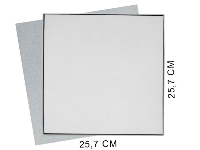 Коробка подарочная Solution Superior Alfa Linen под индивидуальную вырубку, серебро, 25,7x25,7x2,8 см, бежевый ложемент