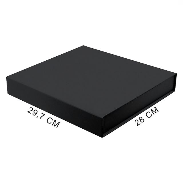 Подарочная коробка, размер 29,7*28,0*4,5 см, Solution Prestige Magnum Fabrique с магнитным клапаном под индивидуальную вырубку, черная, с черным ложементом